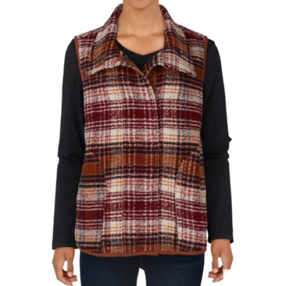 NWT Natural Reflections Lined Plaid Vest Wool Blend Women’s Size XXL Pockets